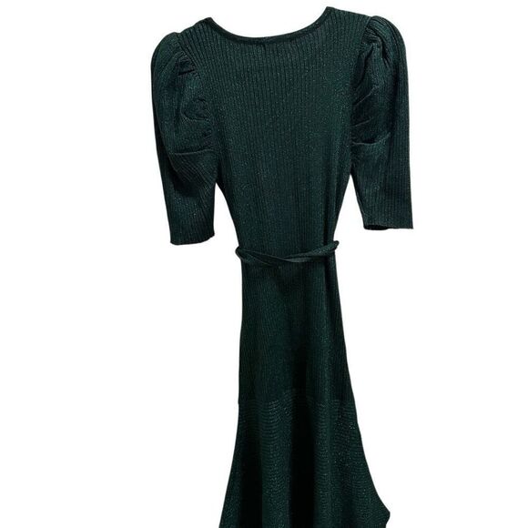 Flying Tomato Emerald Green Puff Sleeve Knit Sweater Dress - Picture 2 of 13